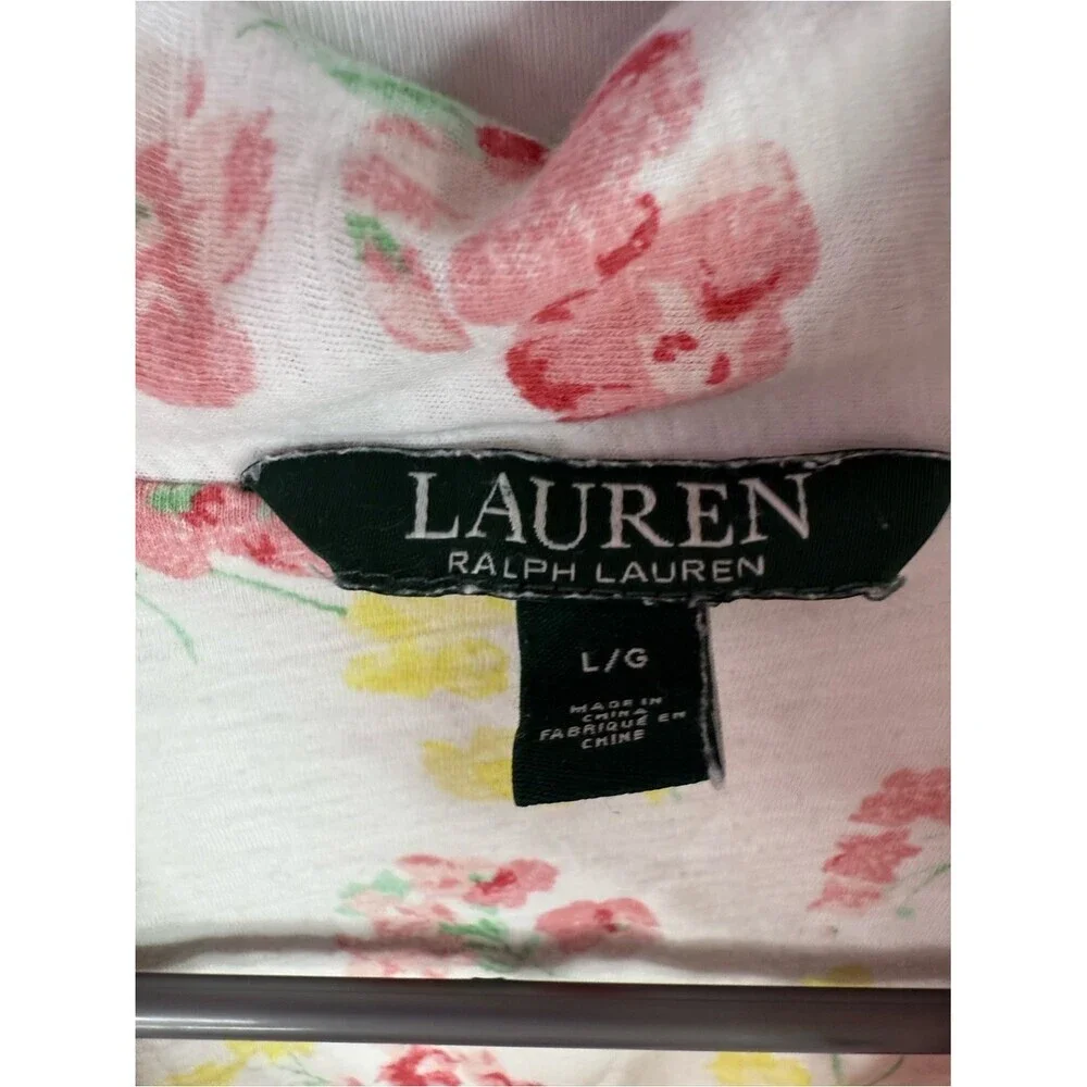 Ralph Lauren 2 piece set pj Floral Short Sleeve Pajama Set White, Pink, Yellow